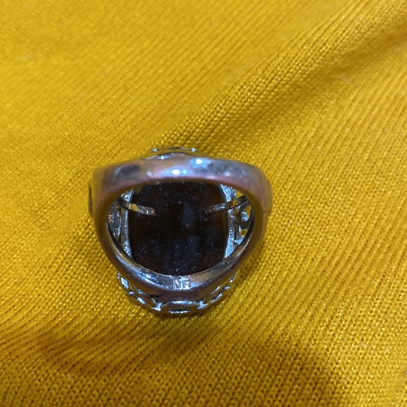 Smoky Quartz Colored Silver-tone Cocktail Ring marked NR - Picture 4 of 8